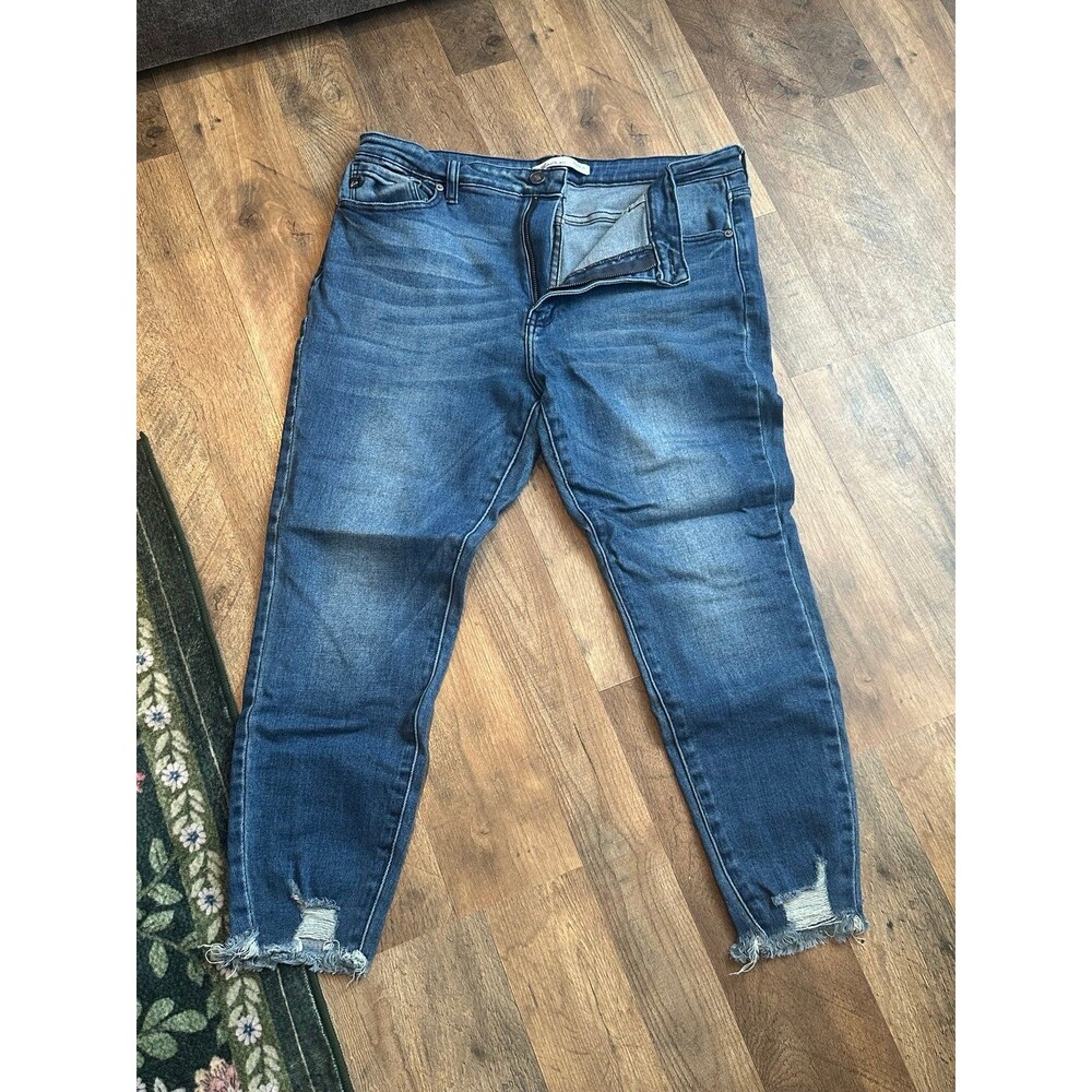 Women's Cropped Ripped Blue Denim Jeans